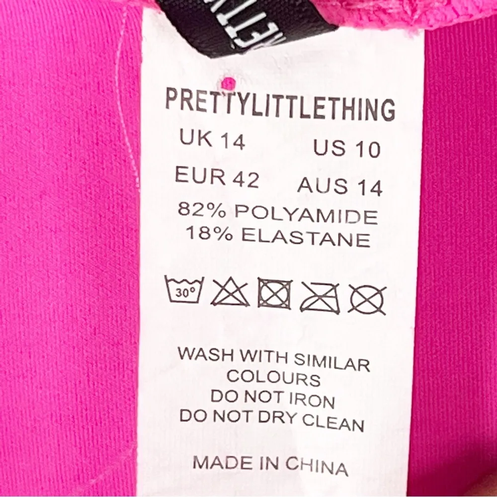 PRETTYLITTLETHING Hot Pink Scuba Front Zip One Piece Bathing Suit, Size 10 - Image 3