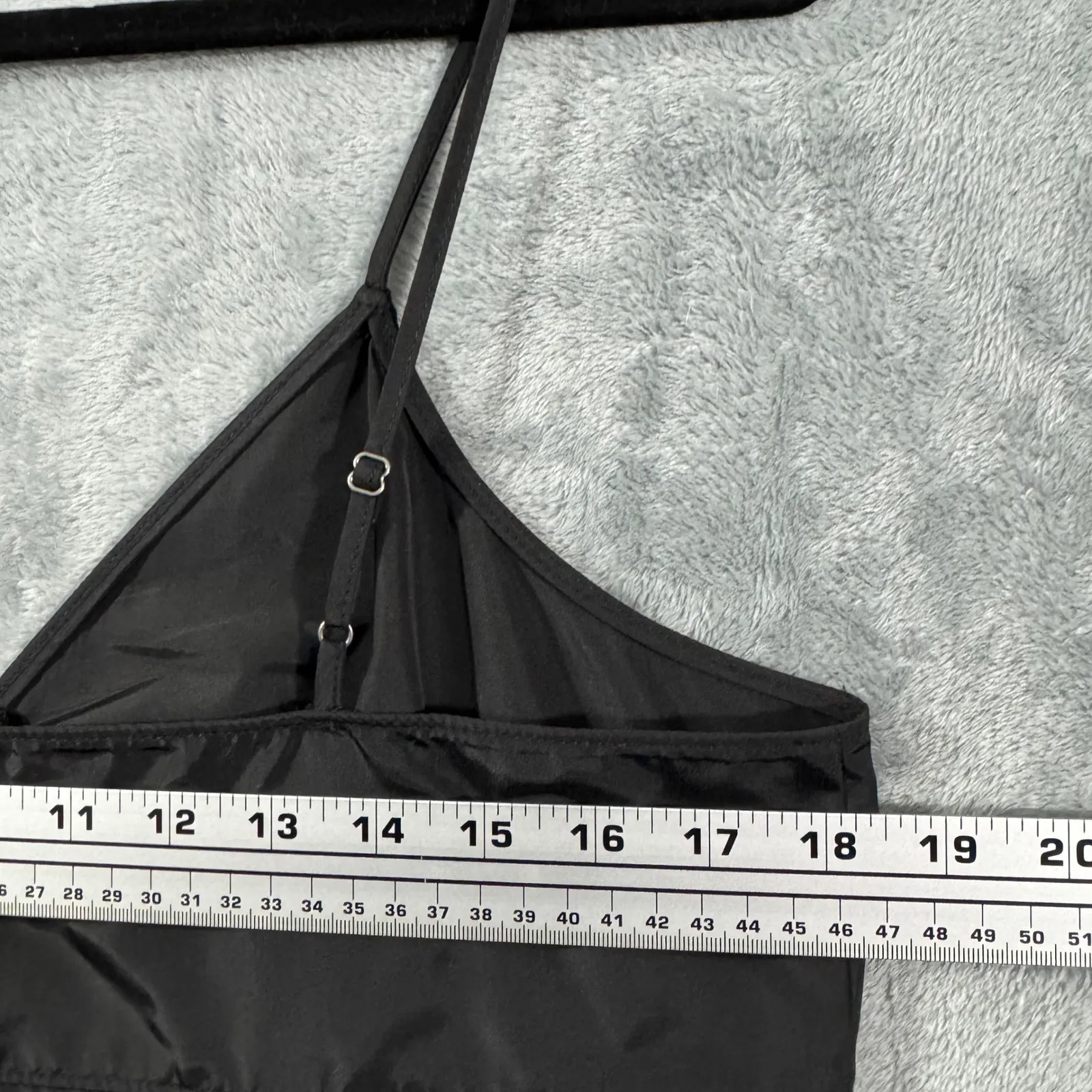 NWT Open Edit Black Spaghetti Strap Mini Dress with Side Slit Pleats Size L - Image 11