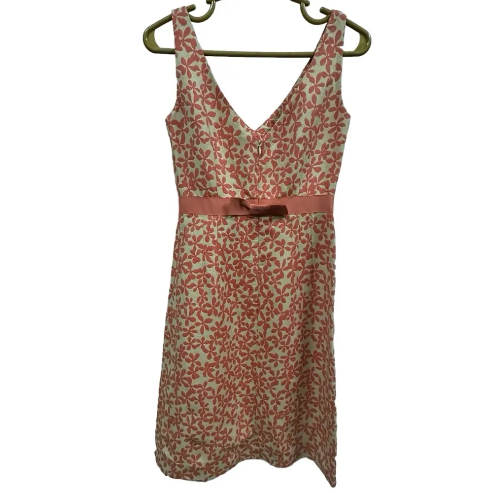 J Crew Linen Blend Sleeveless Zip Back with Snap Bow Classic Midi Dress Womens 0 - Image 7