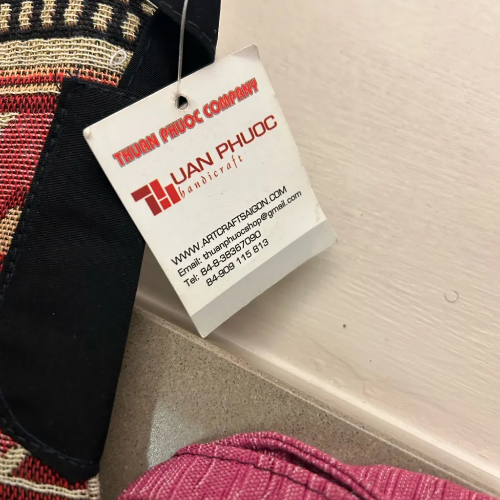 Bags Artisan Pink and Black Crossbody Bag Set Thuan Phuoc
2 bags excellent shape - Image 2