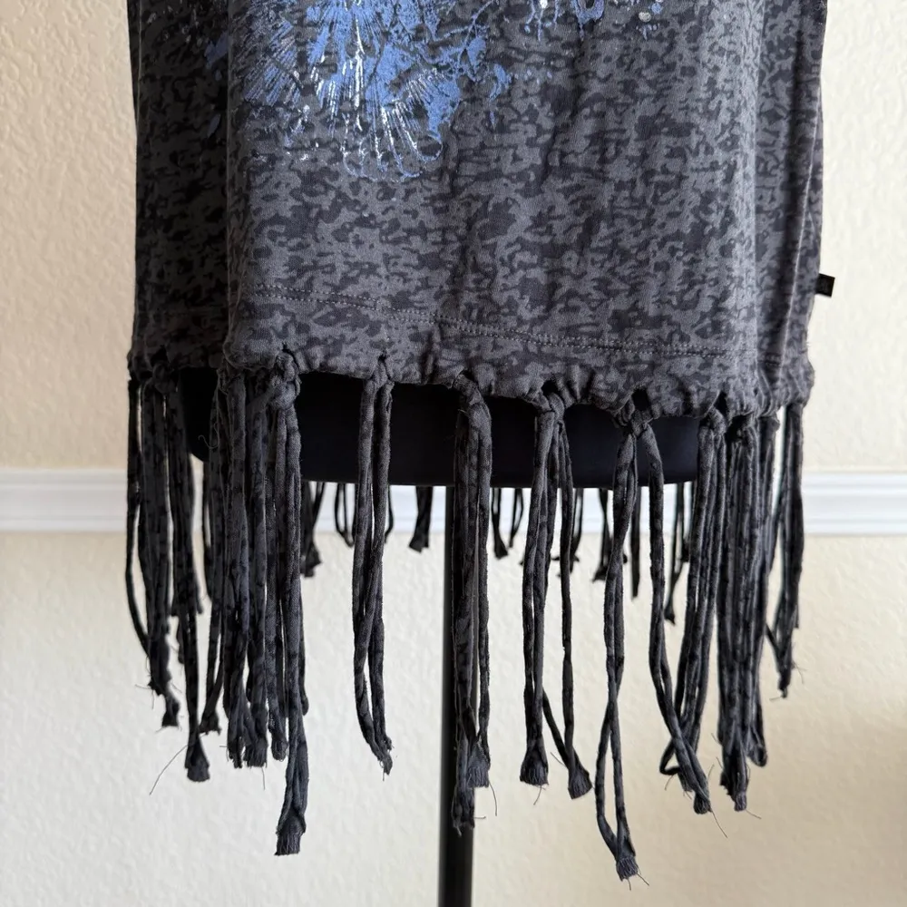 Rock & Republic Eagle Fringe Tank XL Black Grunge Biker Festival Streetwear Top - Image 2