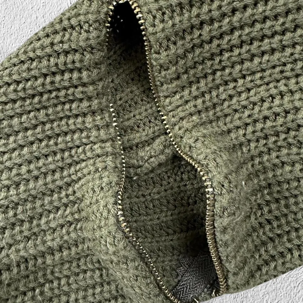 Women's Green and Khaki Jumper Size M - Image 6