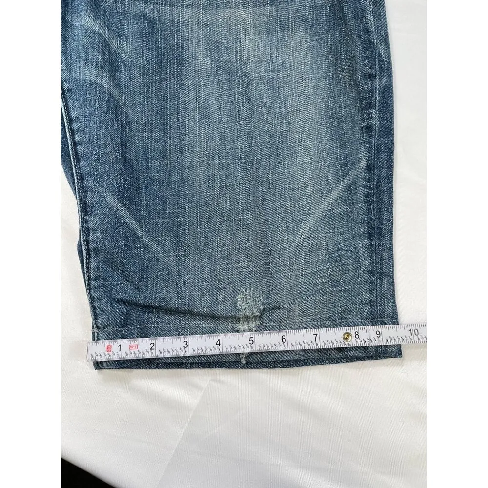 7 For All Mankind SKU 7571 Womens Distressed Blue Denim Jean Shorts Size 22 - Image 12