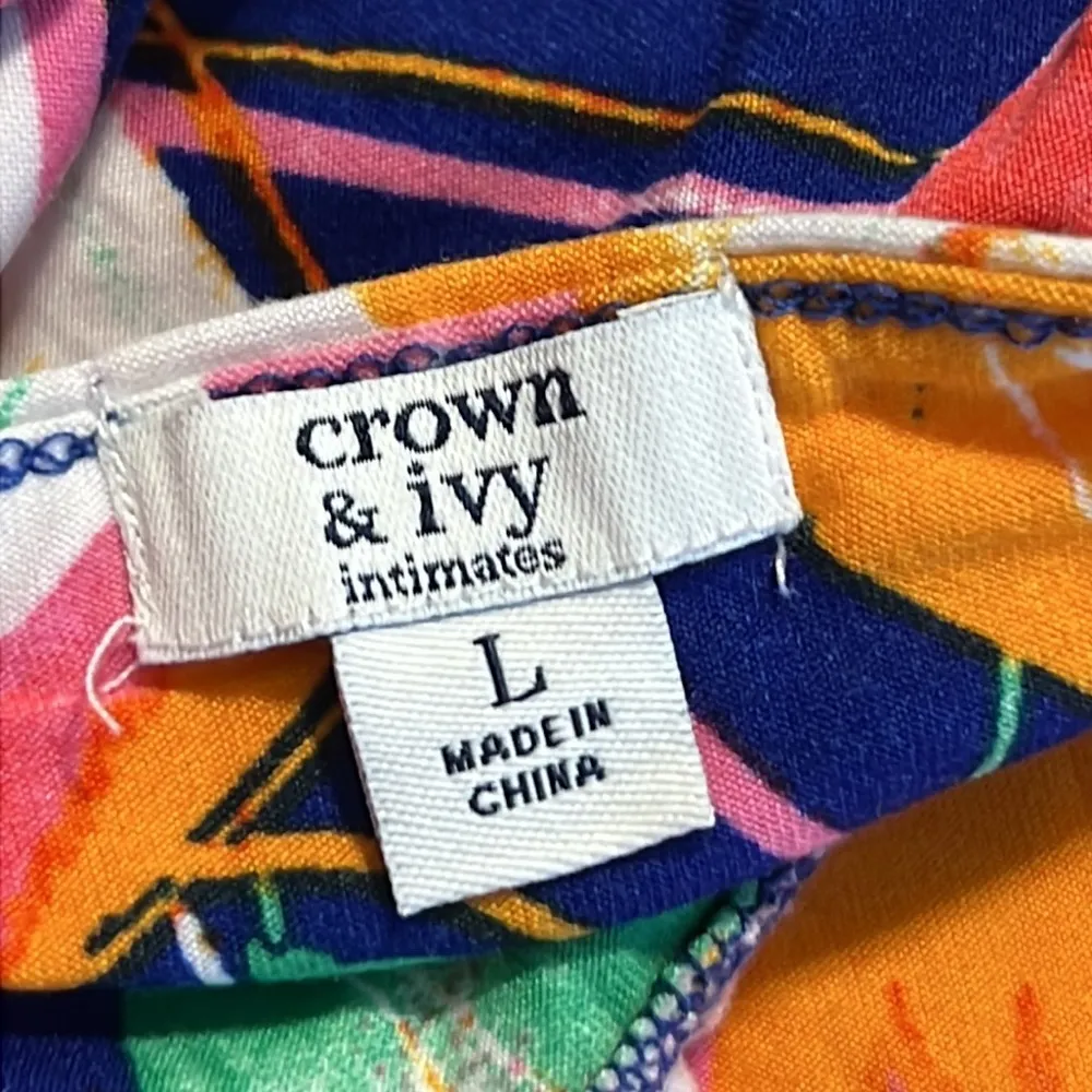 Crown & Ivy Intimates women’s large yummy fly blue floral ruffle tank comfy soft - Image 6