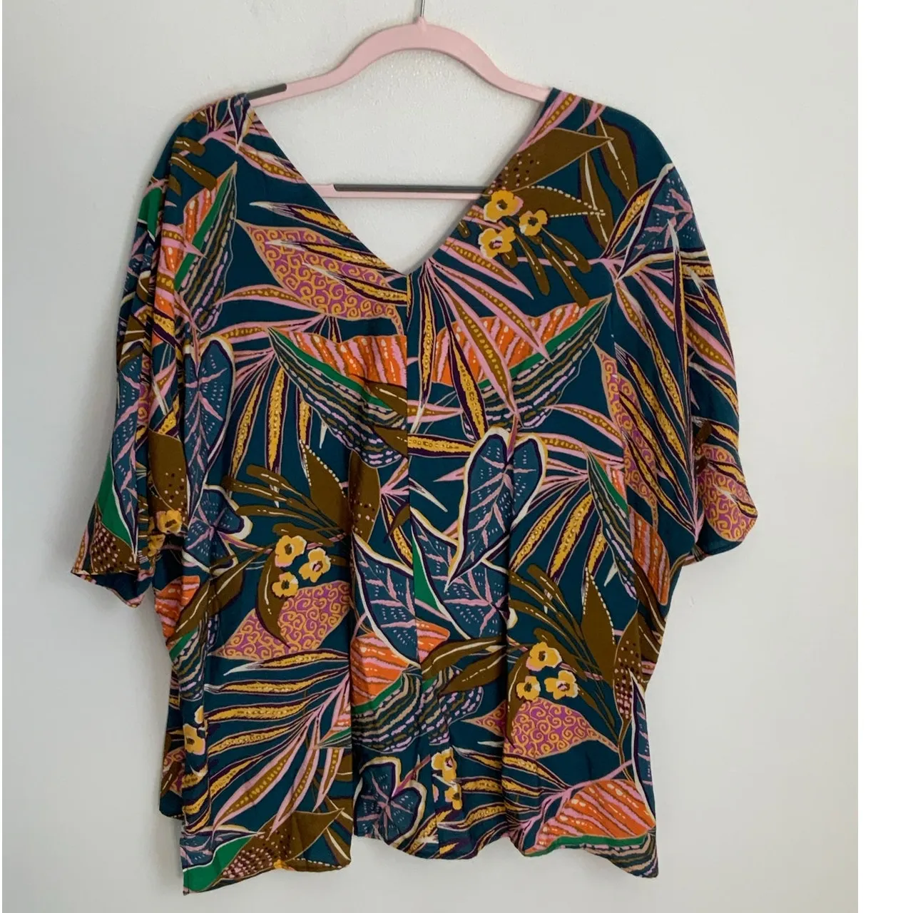 Hudson Grey Incredible Allure Teal‎ Leaf Print Oversized Blouse - Image 5