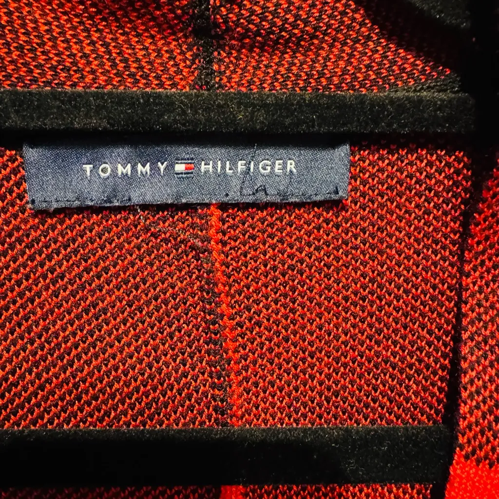 Tommy Hilfiger  Fire Red & Black Buffalo plaid open-front poncho cape w/Toggle - Image 4