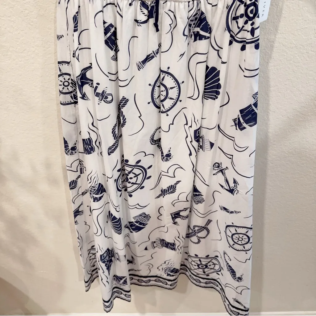 Moon River Short Sleeve Printed Midi Dress Ivory Multi Size Small NWT - Image 4