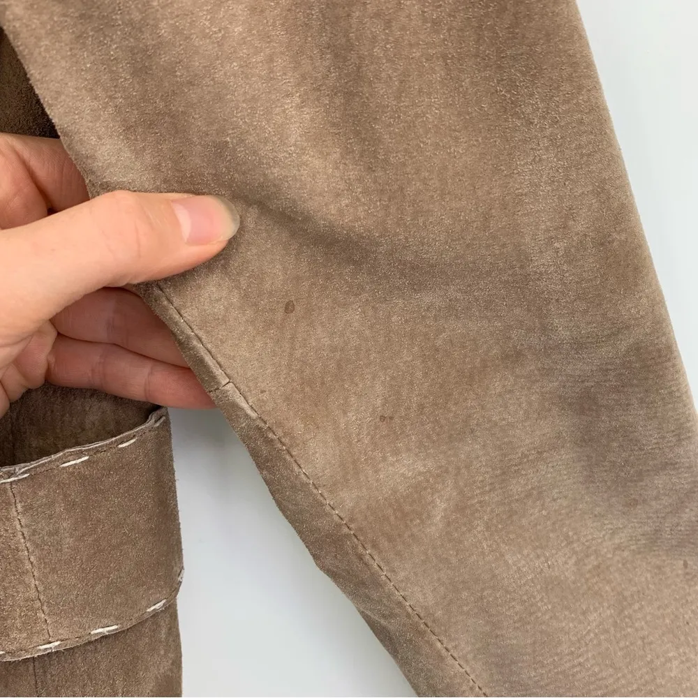 VTG OUTBROOK Suede Leather Jacket Tan L Size L - Image 5