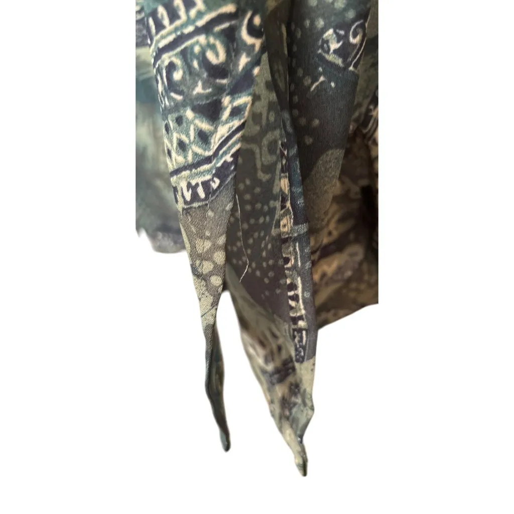 French Laundry Women's Blouse Abstract Button Up Top Olive Green Large Office - Image 6