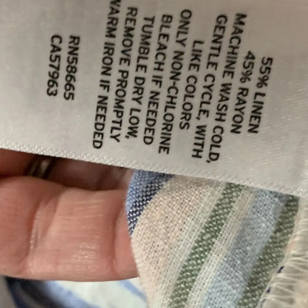 Caslon Stripe Paperbag Shorts Blue White XL Belted Cuff Linen Wide Leg NEW - Image 8