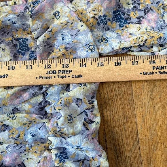 Pleione Purple and Yellow Blouse Vibrant Top‎ Rouching size M New Fairy Cottage - Image 11