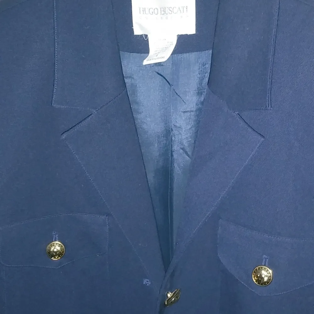 Hugo Buscati 6 Navy Wool Gold Buttoned Blazer Academia Super Prep - Image 11