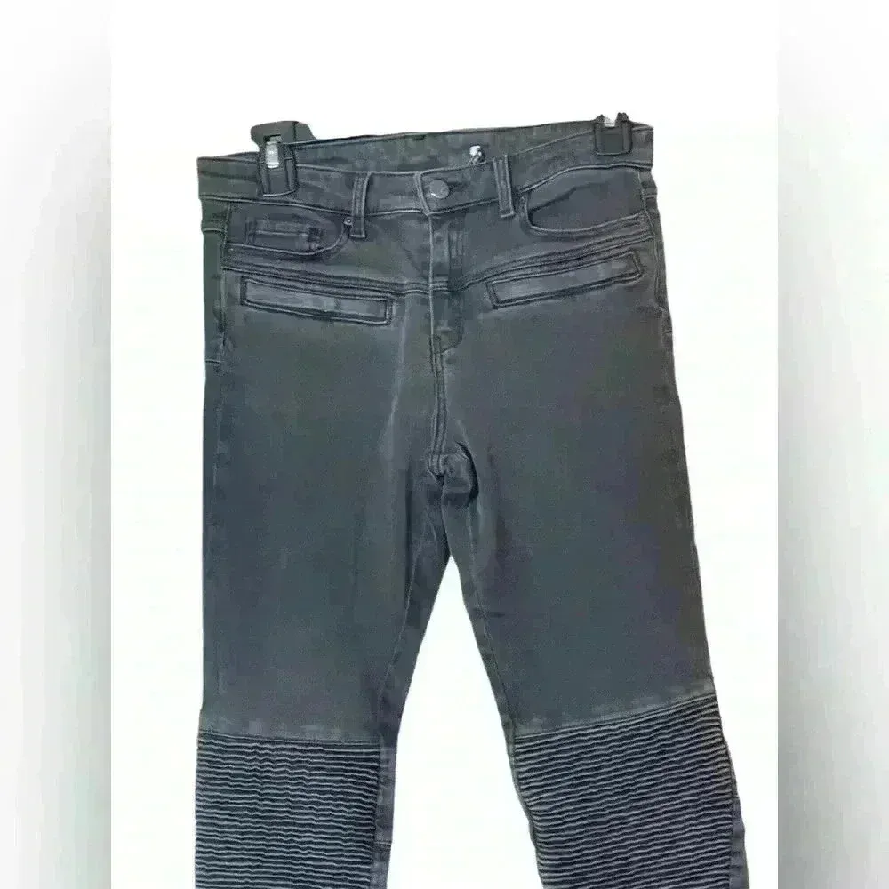 Zara Slim Fit Medium Rise Black Moto Jeans with Zipper Ankle‎ Size 4 - Image 2