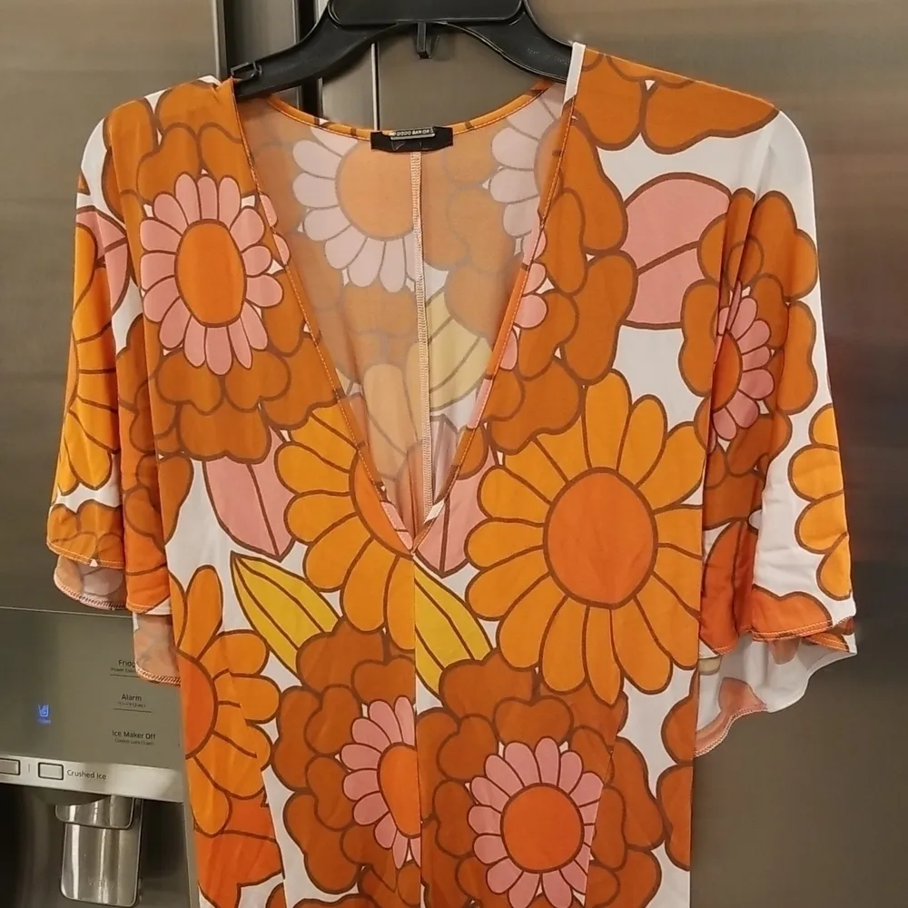 💕DODO BAR OR💕 Valeria Dress ~ Floral Print 44 Vintage Inspired 70s Woodstock Orange Size undefined - Image 9