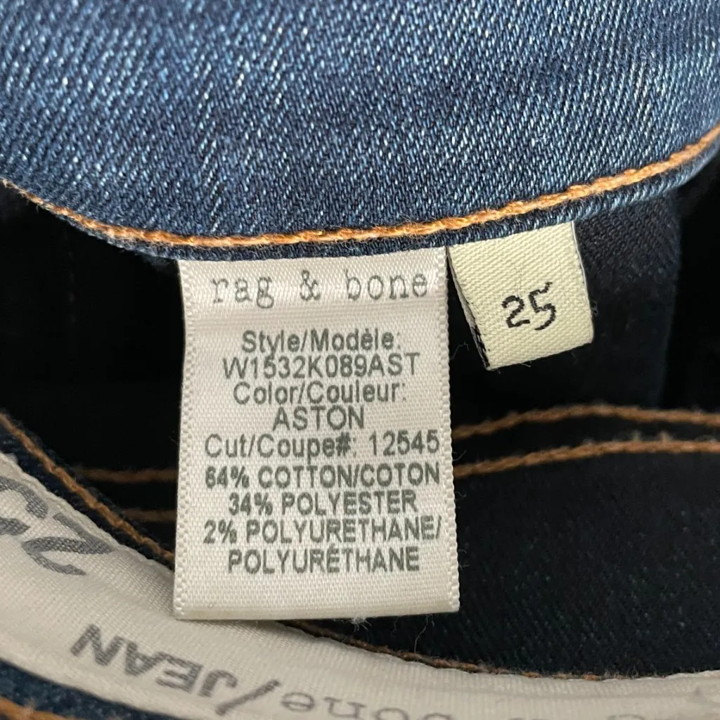 Rag & Bone Jeans Womens Size 25 High Rise 10 Inch Skinny Raw Hem Dark Wash - Image 7