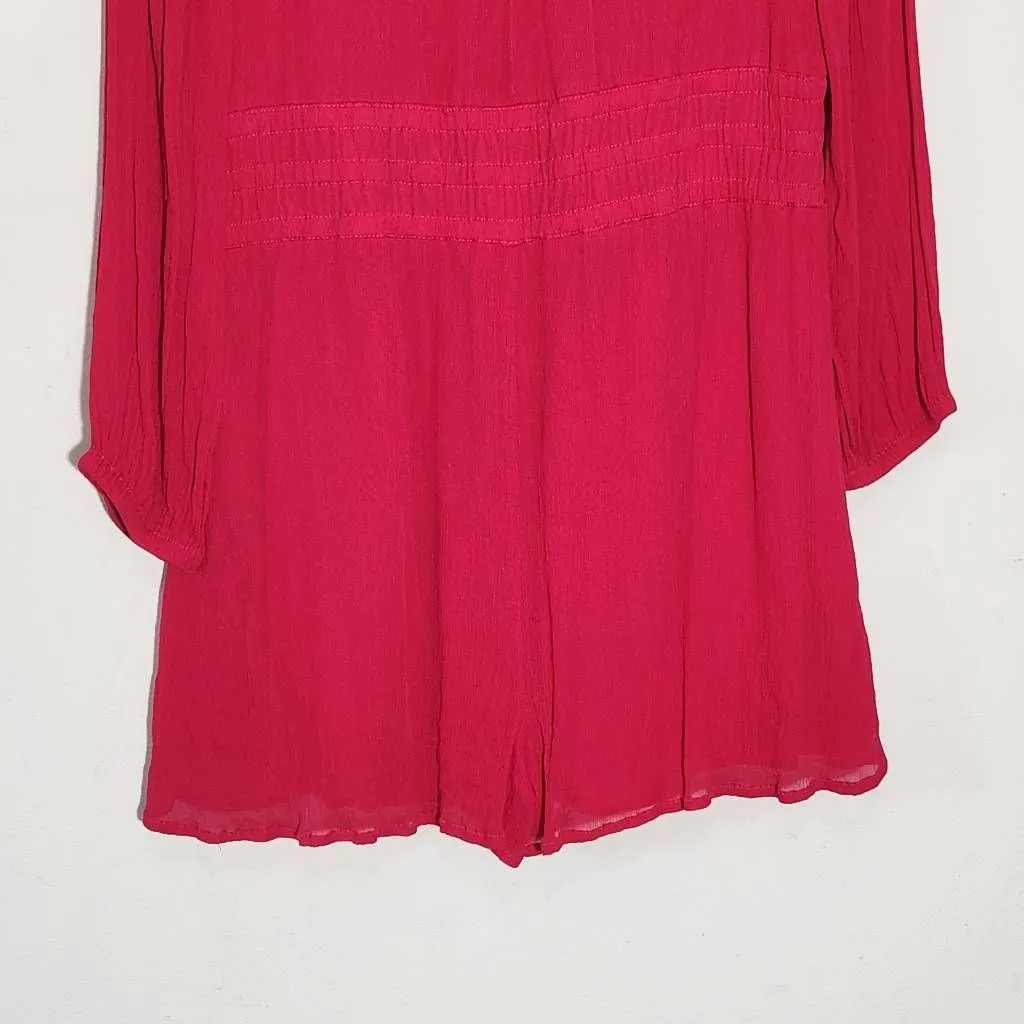 By Anthropologie Hot Pink Long Sleeve Romper Size Medium Anthropologie Romper - Image 5