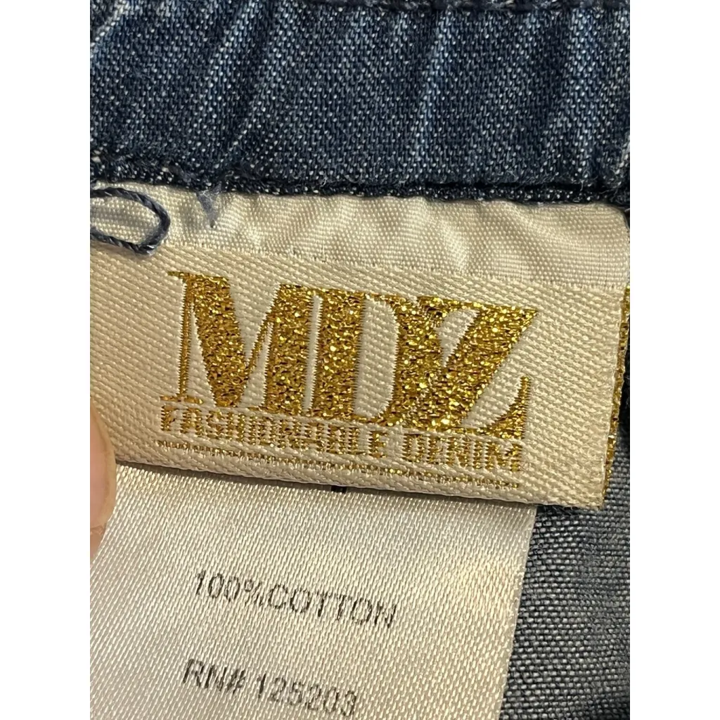 MDZ Denim Jogger Pants Womens Juniors Size 1 Blue Acid Washed Pockets Tapered - Image 6