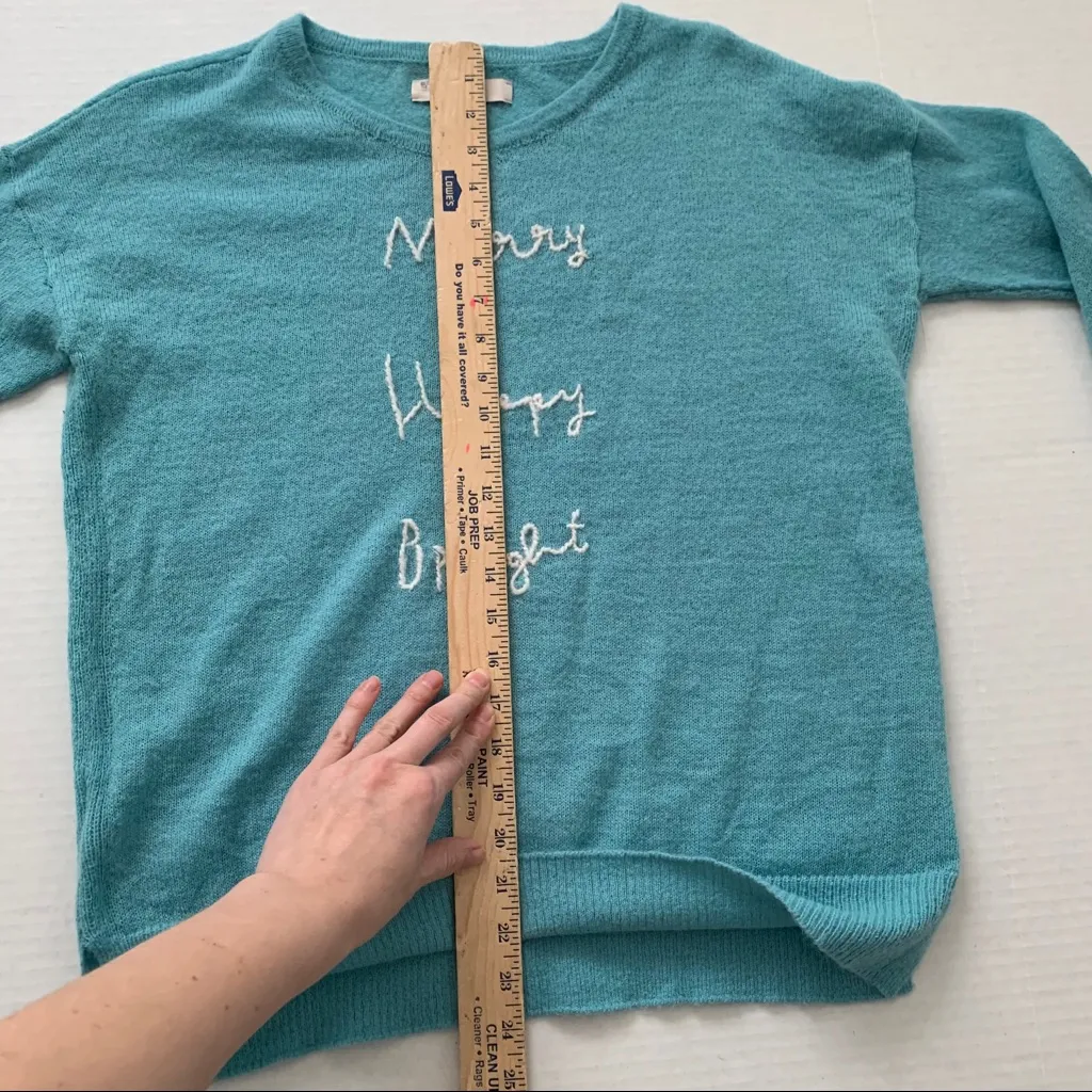 LOFT Merry Happy Bright Blue Mohair Blend Sweater - Image 5