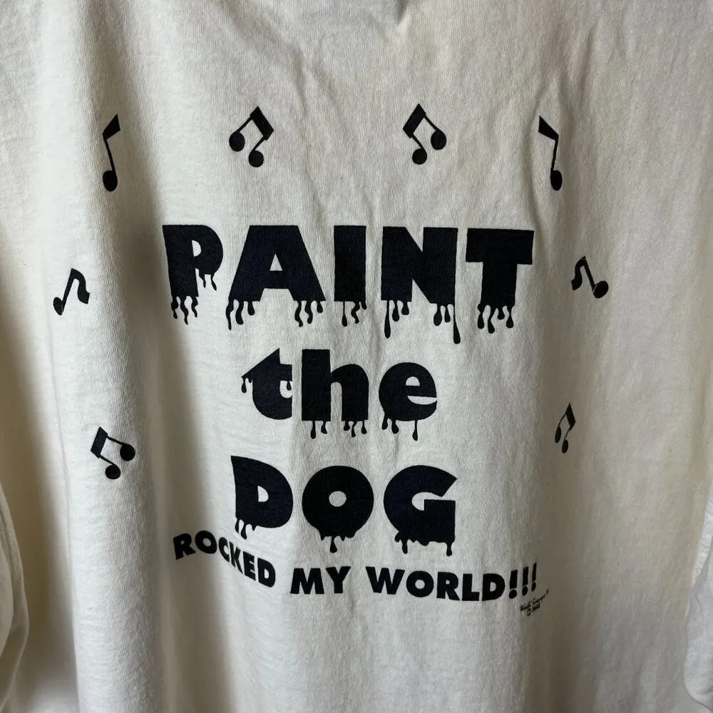 2002 Vintage Y2K Paint The Dog T Shirt Cream XXL 2XL Animal Notes Graphic Tee Size undefined - Image 6