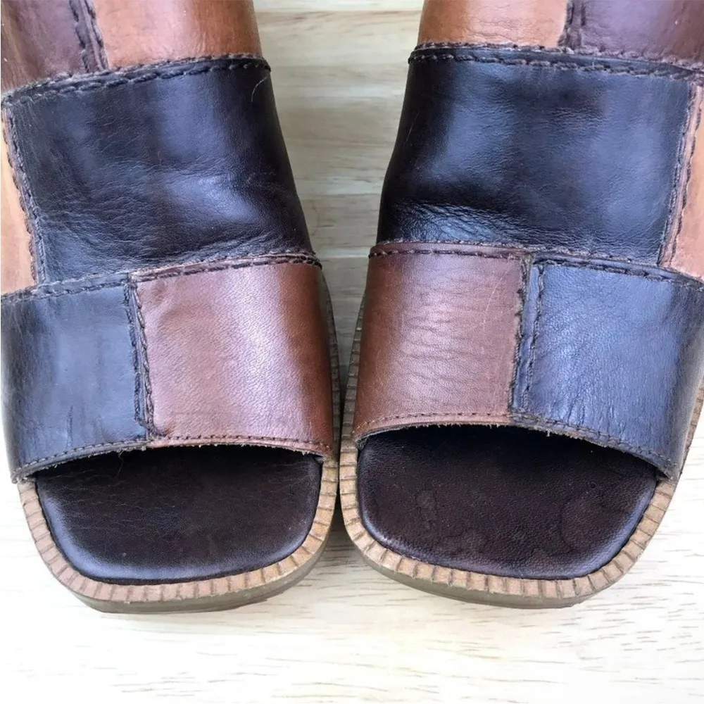 Rush Hour Mules Women's 5.5 Vintage 90s Y2K Patchwork Leather Brown - Image 3