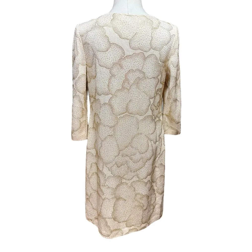 St John Santana Knit Dress Winter White Gold Shimmer 12 - Image 5