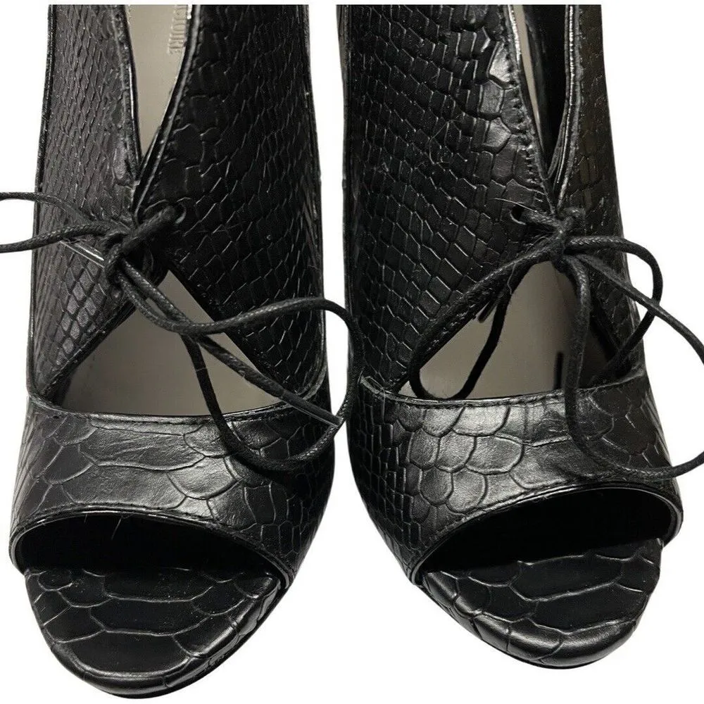 Pour La Victoire Shoes Women Size 8.5 Vika Black Snake Leather Peep Toe Shooties - Image 6