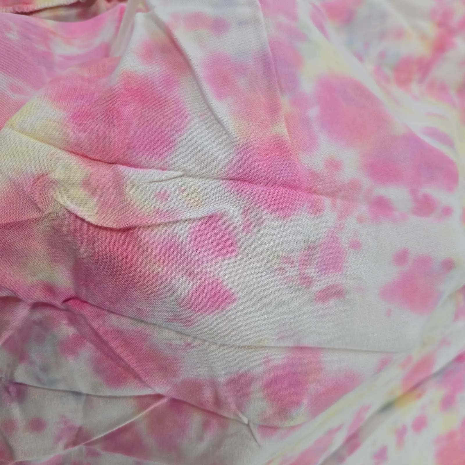Pink White Tie Dye Smocked Off the Shoulder Area Stars Kaia Dress Size Medium - Image 10