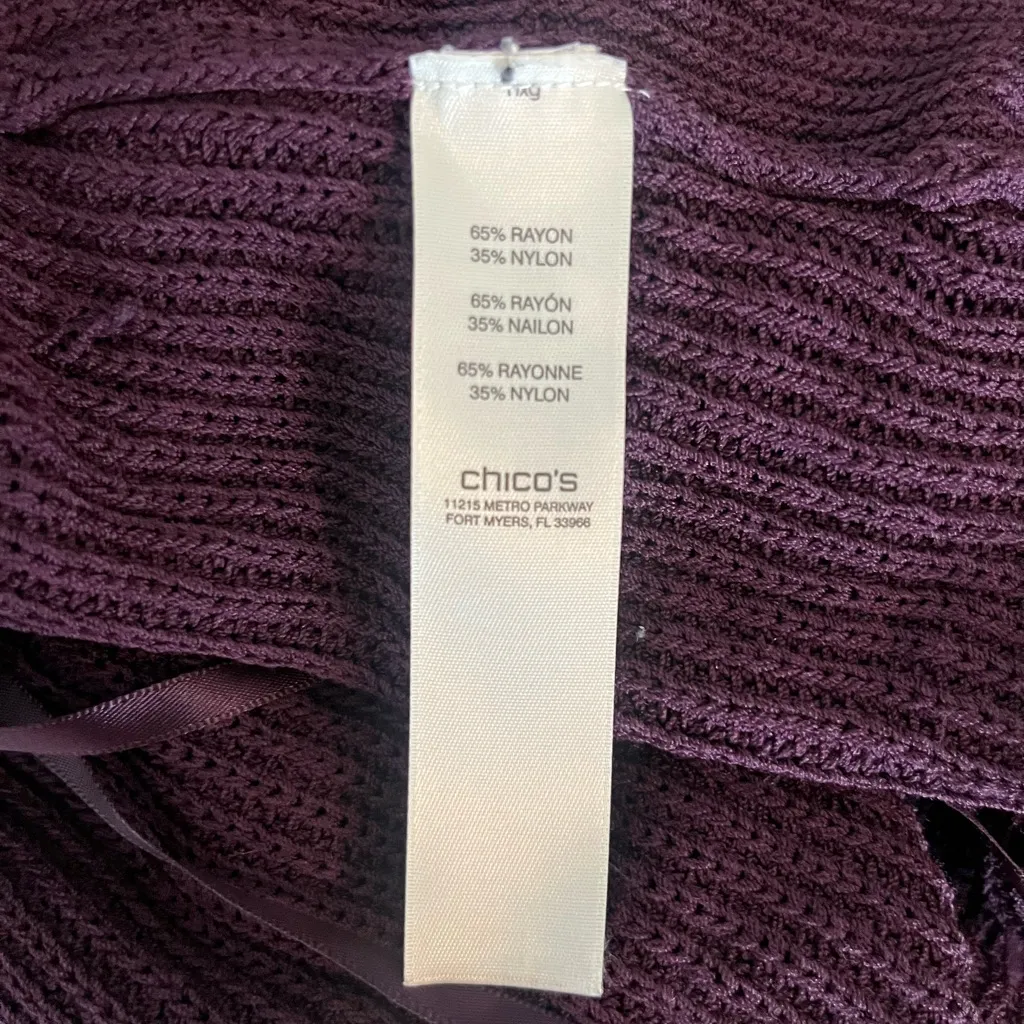 Chicos Purple Sleeveless Knit‎ Rayon Blend Cardigan Long Sweater Women’s Large - Image 4