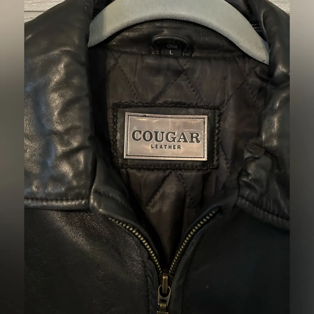 Genuine leather jacket‎ by Cougar women’s large soft leather Black - Image 2