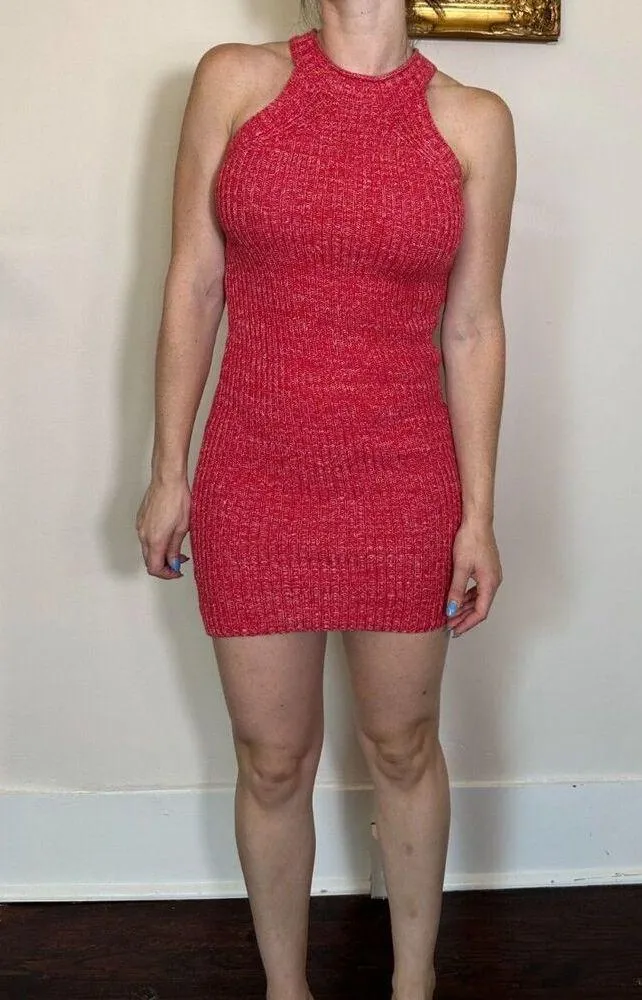 Etiquette Red Knit Midi Dress Size Small - Image 5