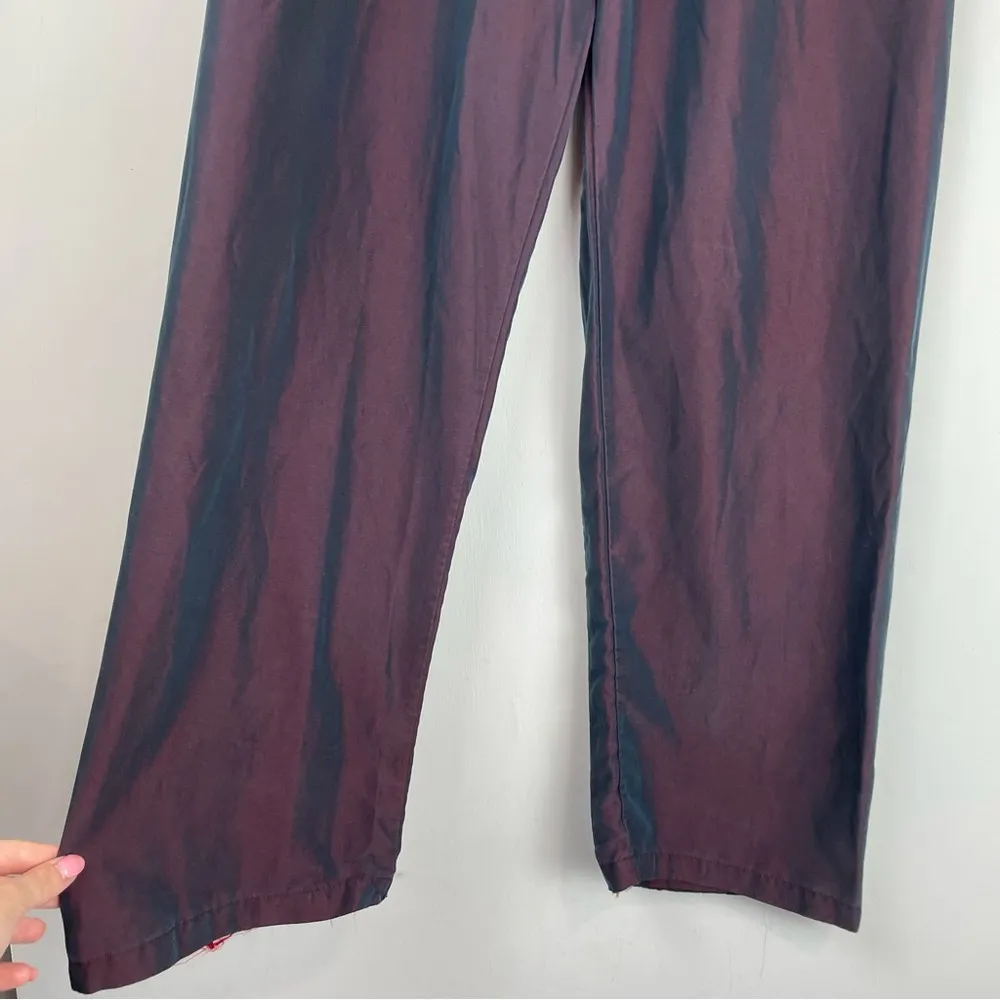 Vtg Y2K Holographic Trouser Pants High Rise Pull On Straight Wide Leg Sz Small Purple - Image 11