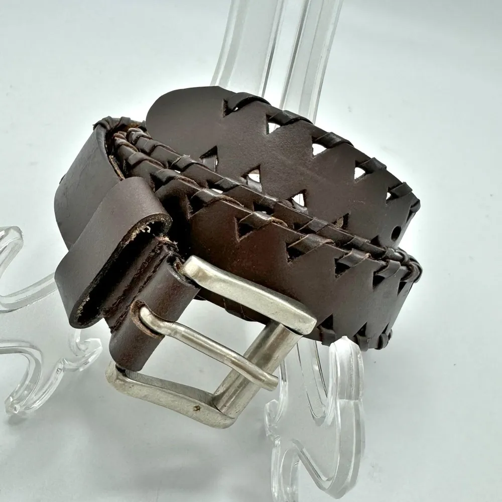 Capezio Brown Leather braided Belt Size M/L Medium Large - Image 2