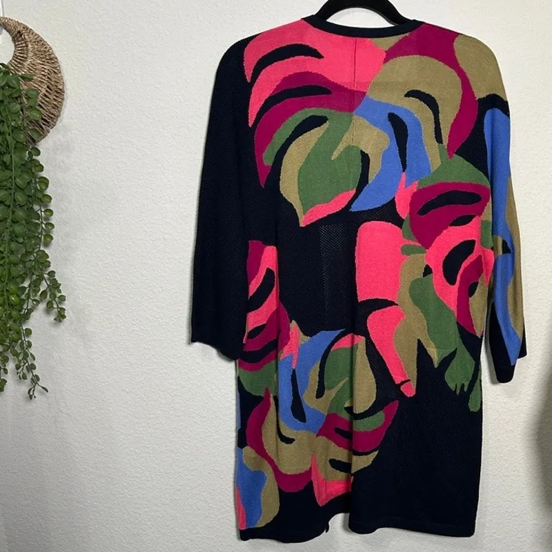 Chico’s Tropical Print Mesh Long Line Abstract Cardigan Sz Medium Maximalist - Image 5