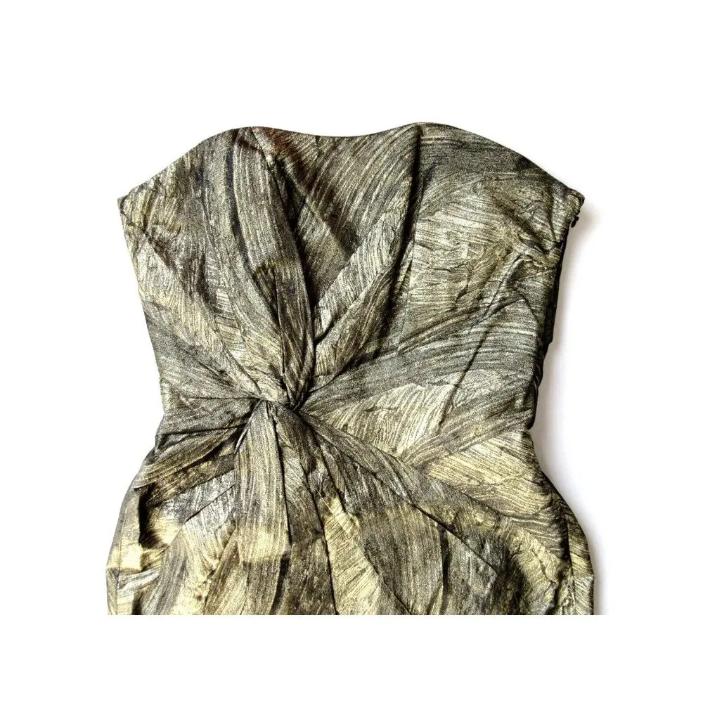 NWT Haute Hippie Metallic Gold & Black Twist Front Strapless Mini Dress M $495 - Image 6