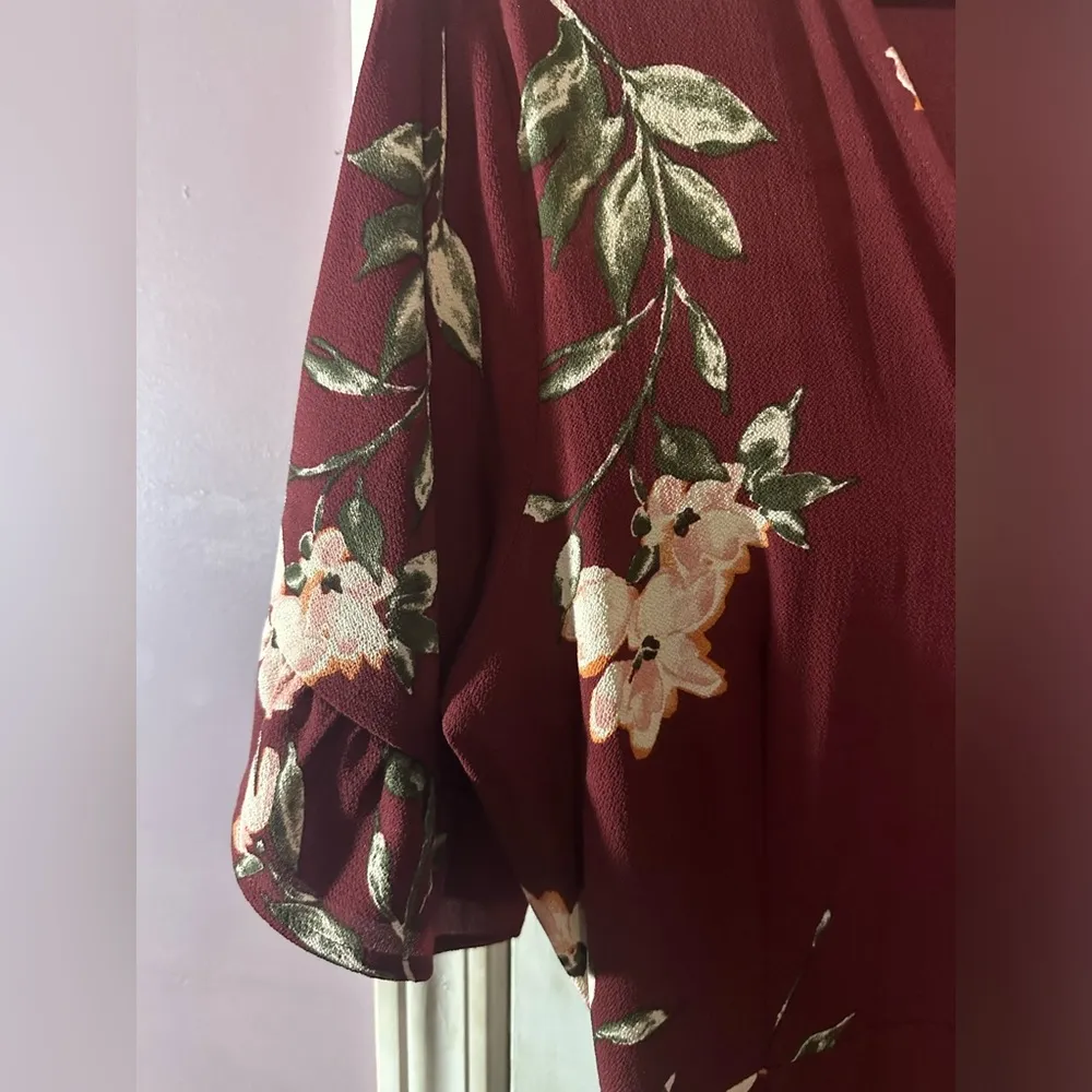 September Sunsets Burgundy Floral Print
Wrap Maxi Dress, SzL NWOT. Size L - Image 5