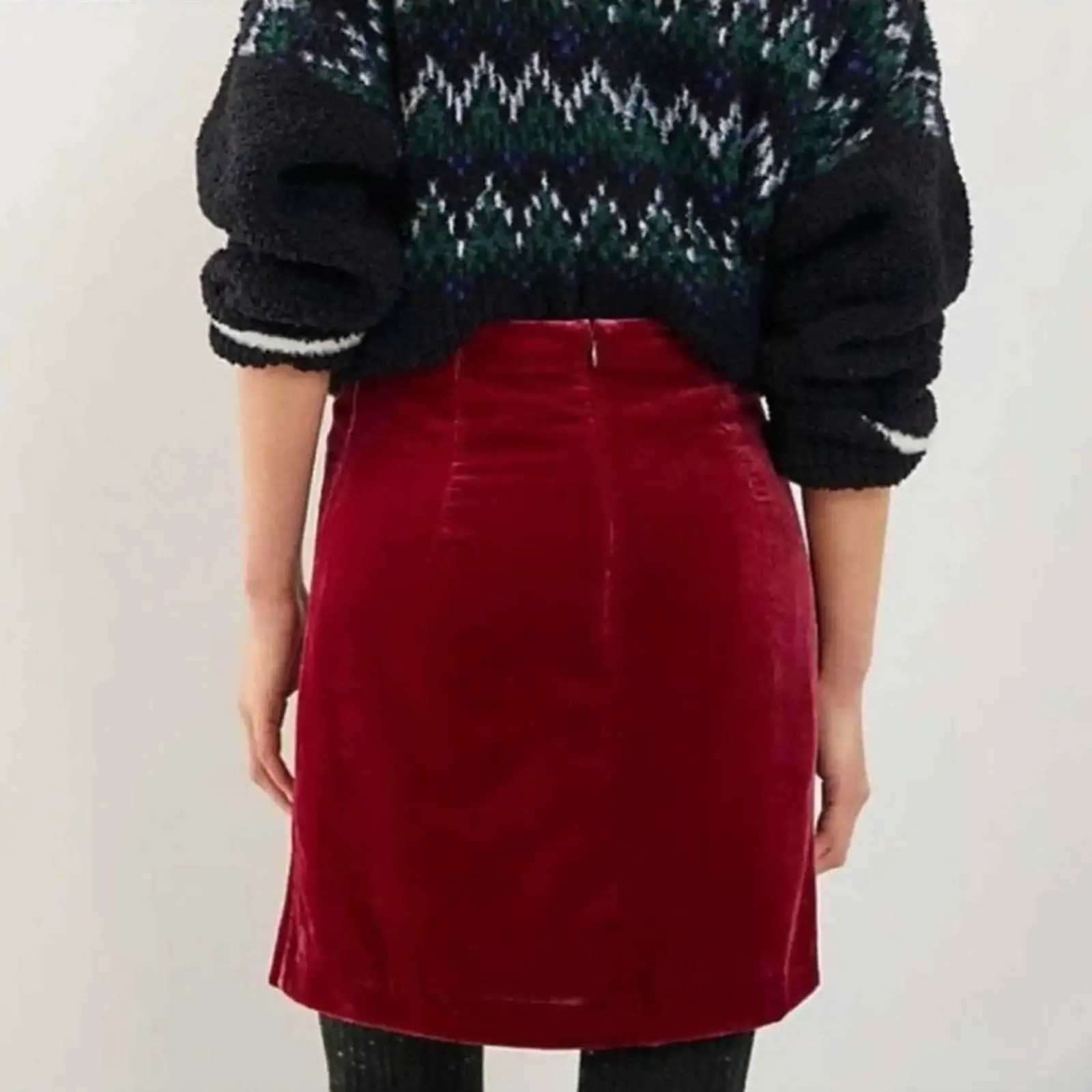 Anthropologie Velvet Mini Skirt Raspberry NWT - Image 14