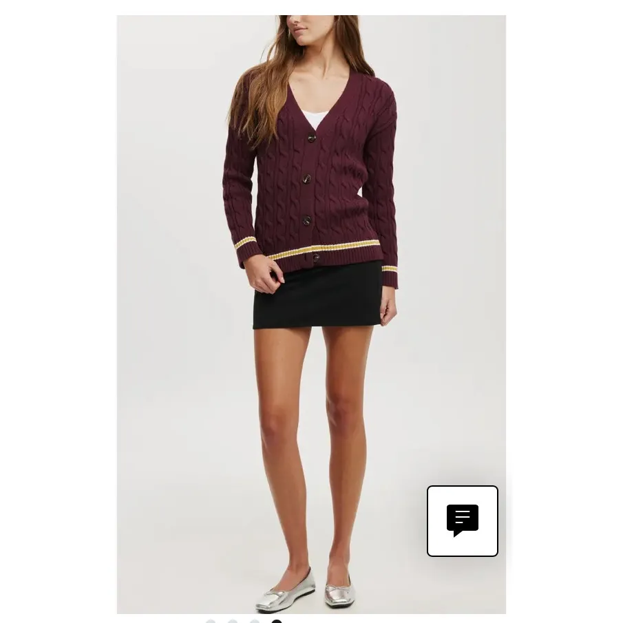 Cotton On Womans Varsity Button Up Cardigan Sweater Maroon Size Small - Image 2