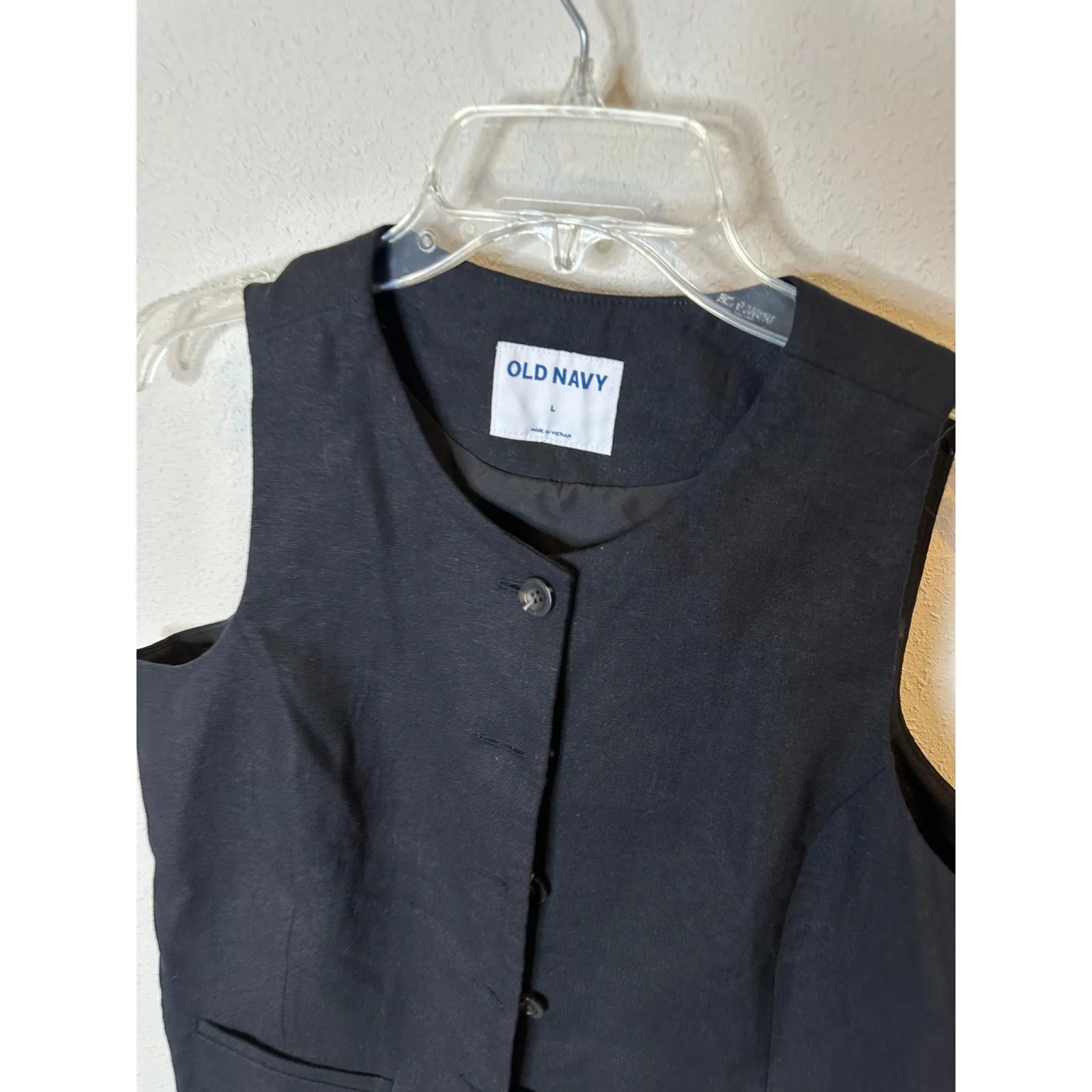 OLD NAVY Black Button Front Sleeveless Vest Womens Size L - Image 2