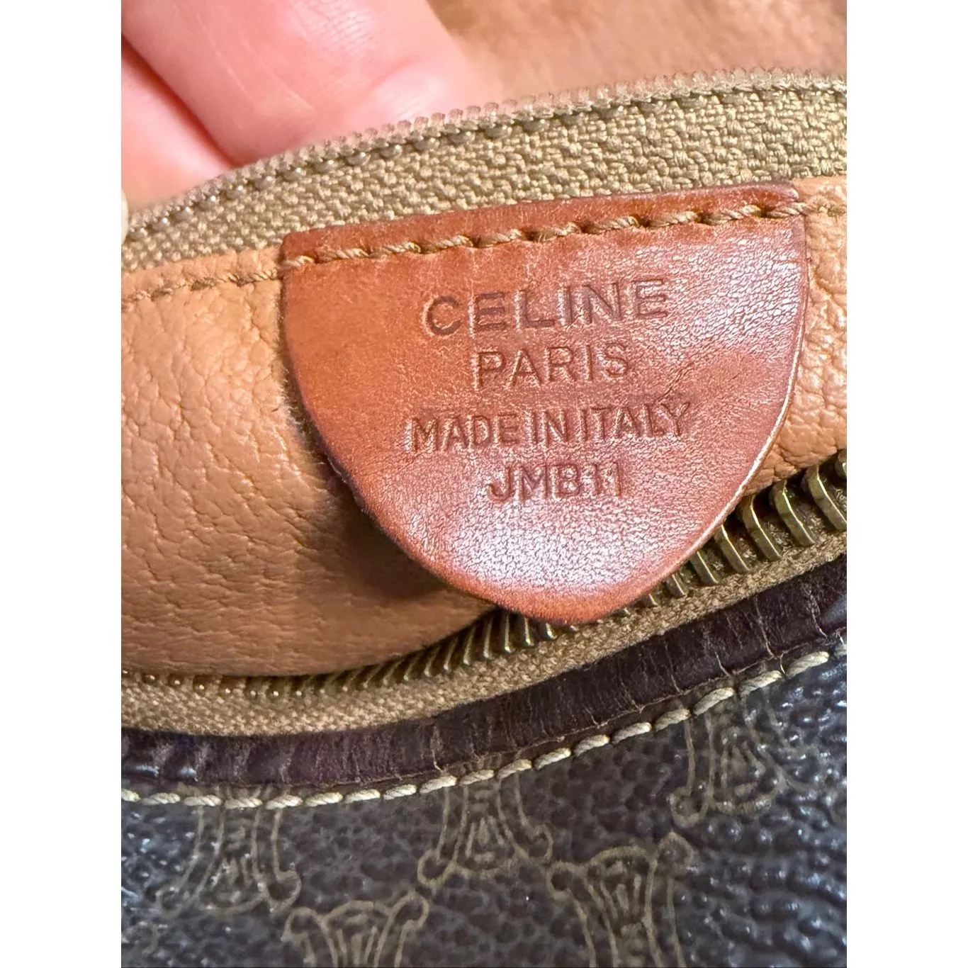 Vintage Celine Paris Brown Macadam Hobo Shoulder Bag Made in Italy - Image 4