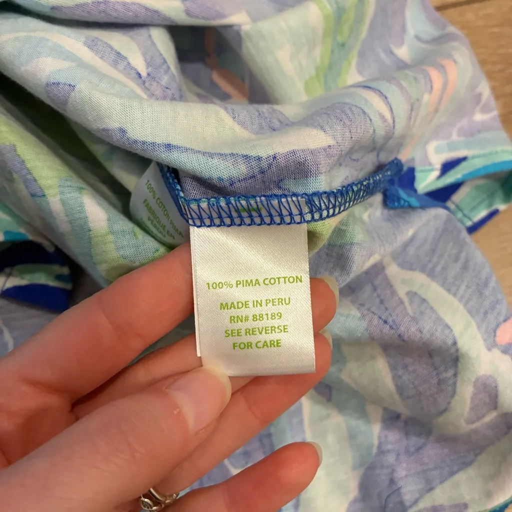 Lilly Pulitzer Riva Dress Blue Green Sea Shift Dress Pima Cotton Size XXS - Image 6