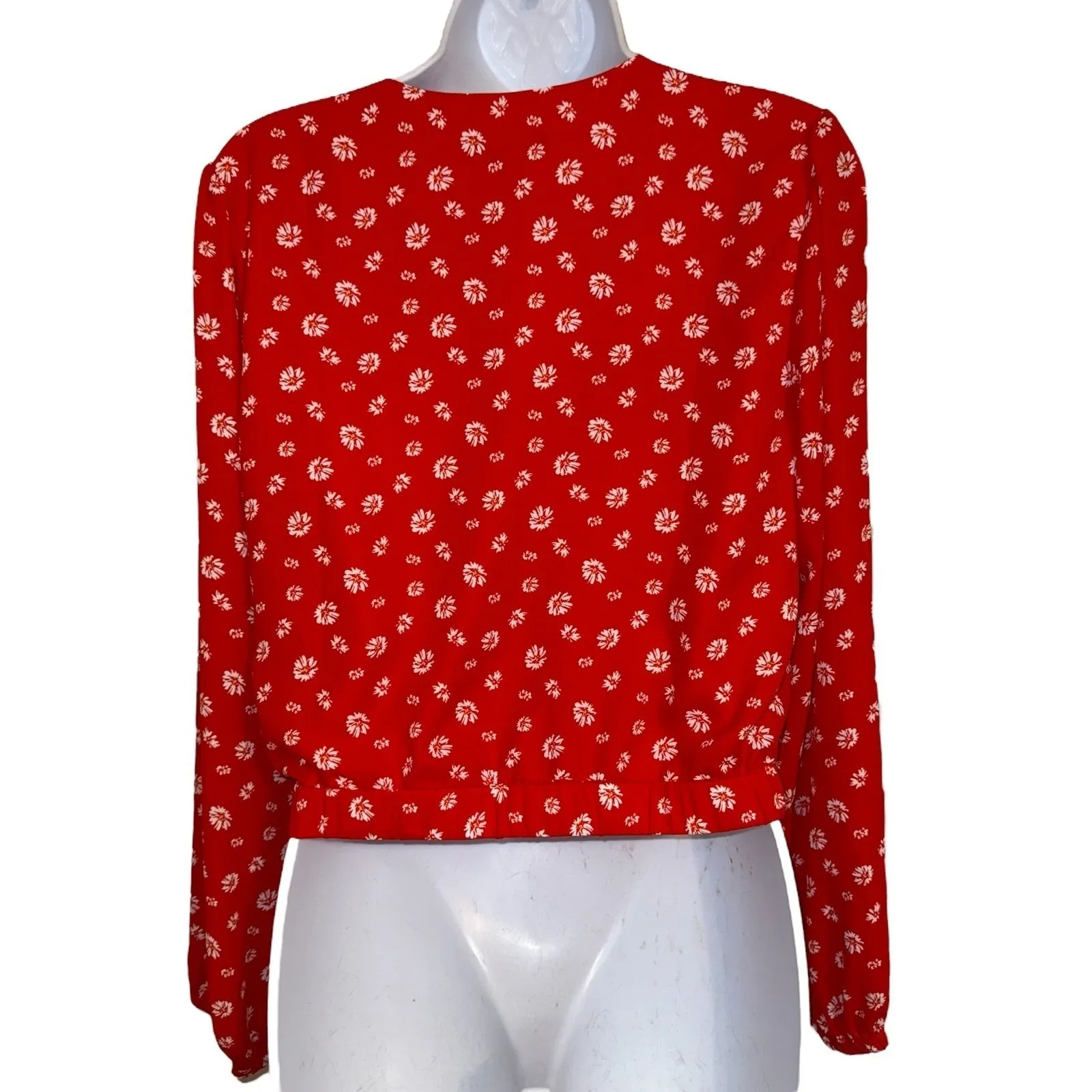 J By Jason Wu Red W/White‎ Floral Print L/S Wrap Blouse NWOT Size XS - Image 6