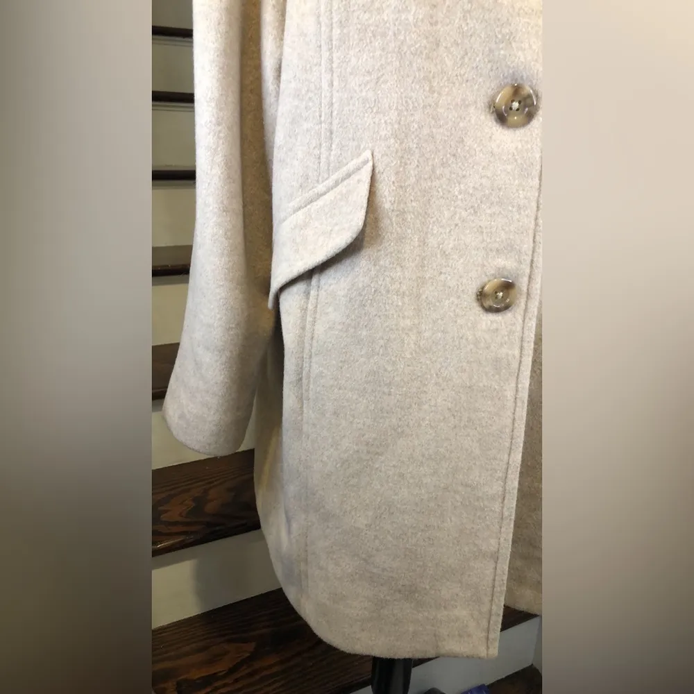 LONDON FOG Women’s Oatmeal Wool Single Breast Button Down Coat Sz - Image 6