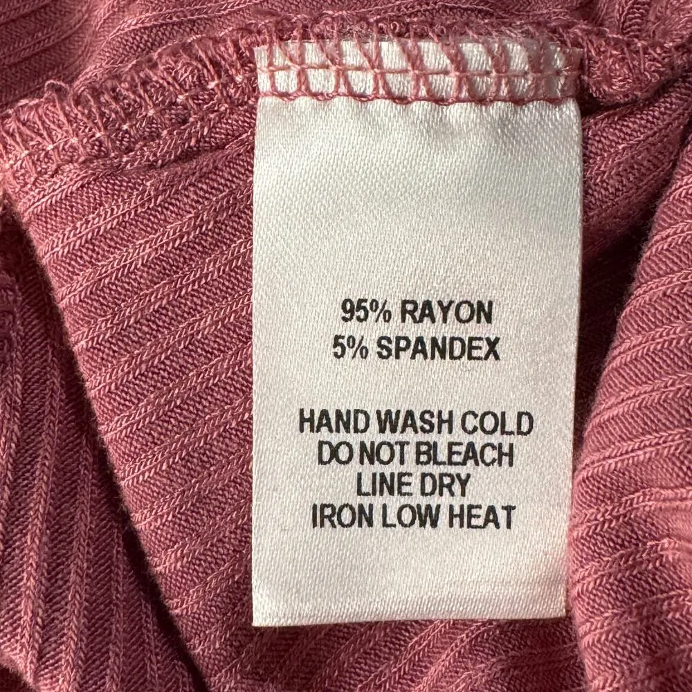 Lulus X-Small Crop Top Tie Surplice V-Neck Ribbed Stretch Short Sleeves Mauve - Image 8