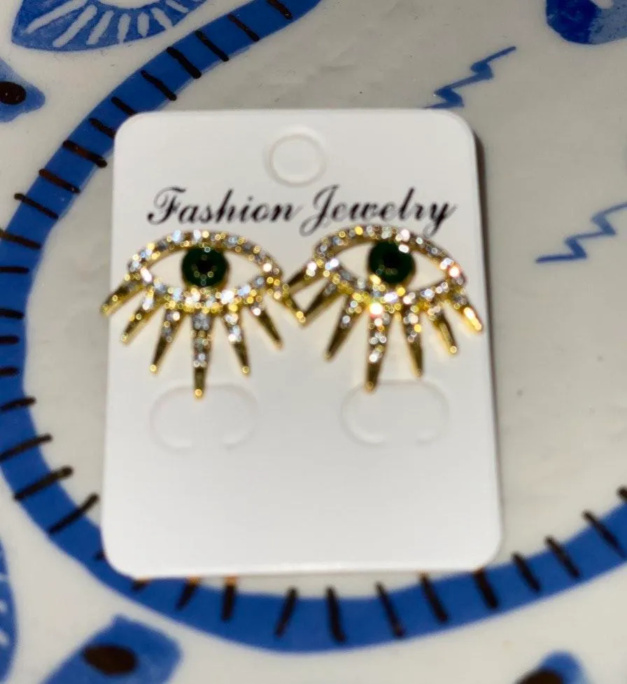 Evil Eye Starburst Earrings Gold - Image 2