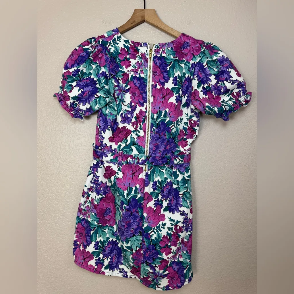 Show Me Your Mumu Zia Mini Denim Dress in Magenta Blooms size Medium $174 - Image 11