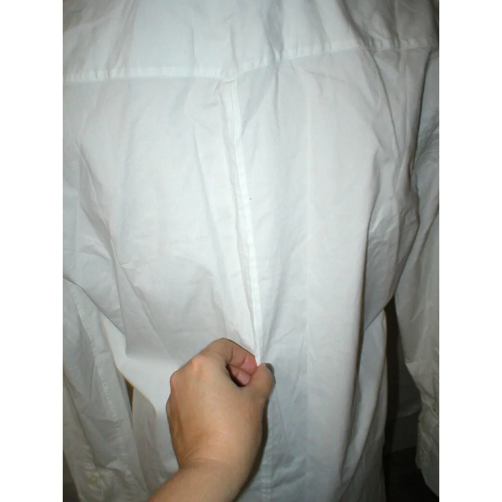 NWT New Womens L Designer PORT 57 White Top Blouse Button Down Dress Italy LS Size L - Image 9