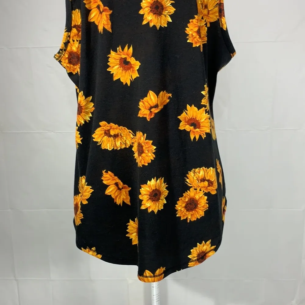 Black Yellow Sunflower Print Tank Top Size 3XL - Image 9