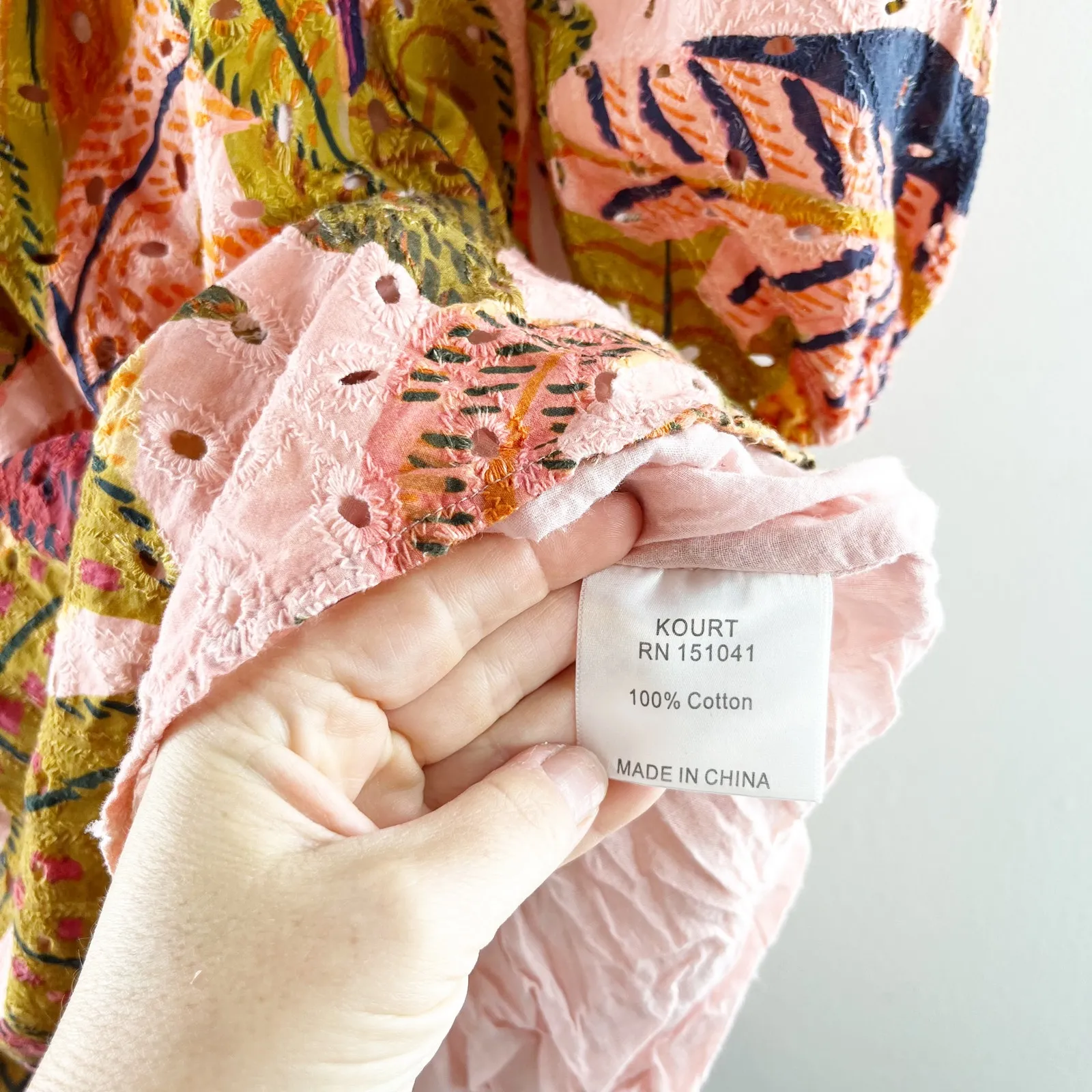 Kourt Robbie Floral Puff Sleeve Mini Dress Red Pink Orange Small - Image 7