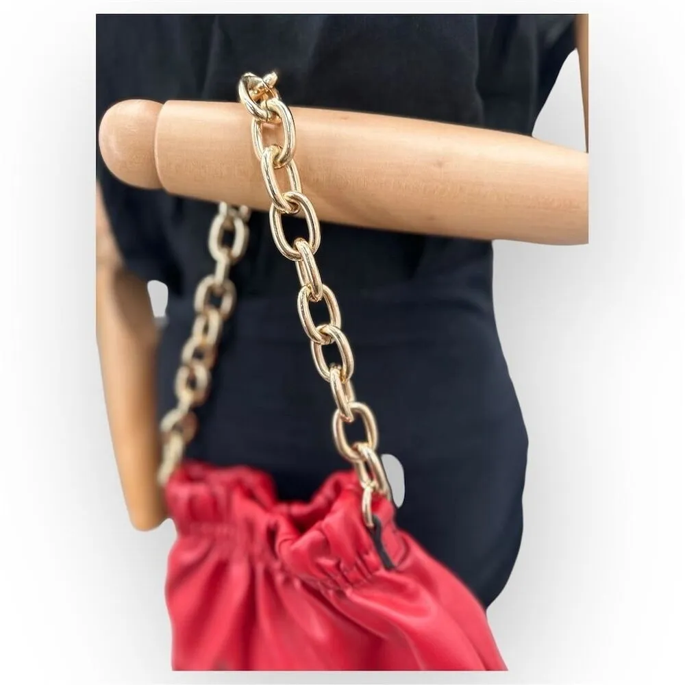 Rachel Zoe Dahlia Red Clutch Shoulder Handbag w/ Gold Chain Handbag - Image 8