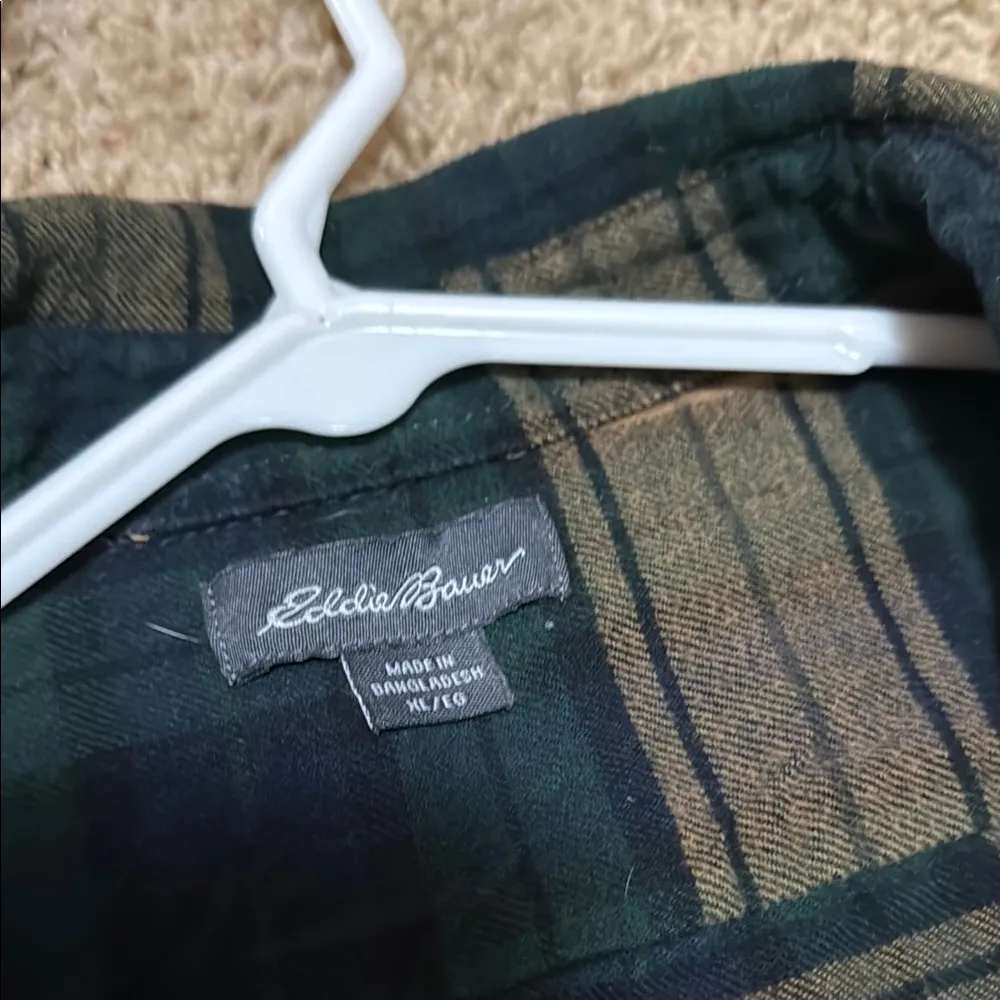 Eddie Bauer Green and Brown Plaid Shirt - Image 3